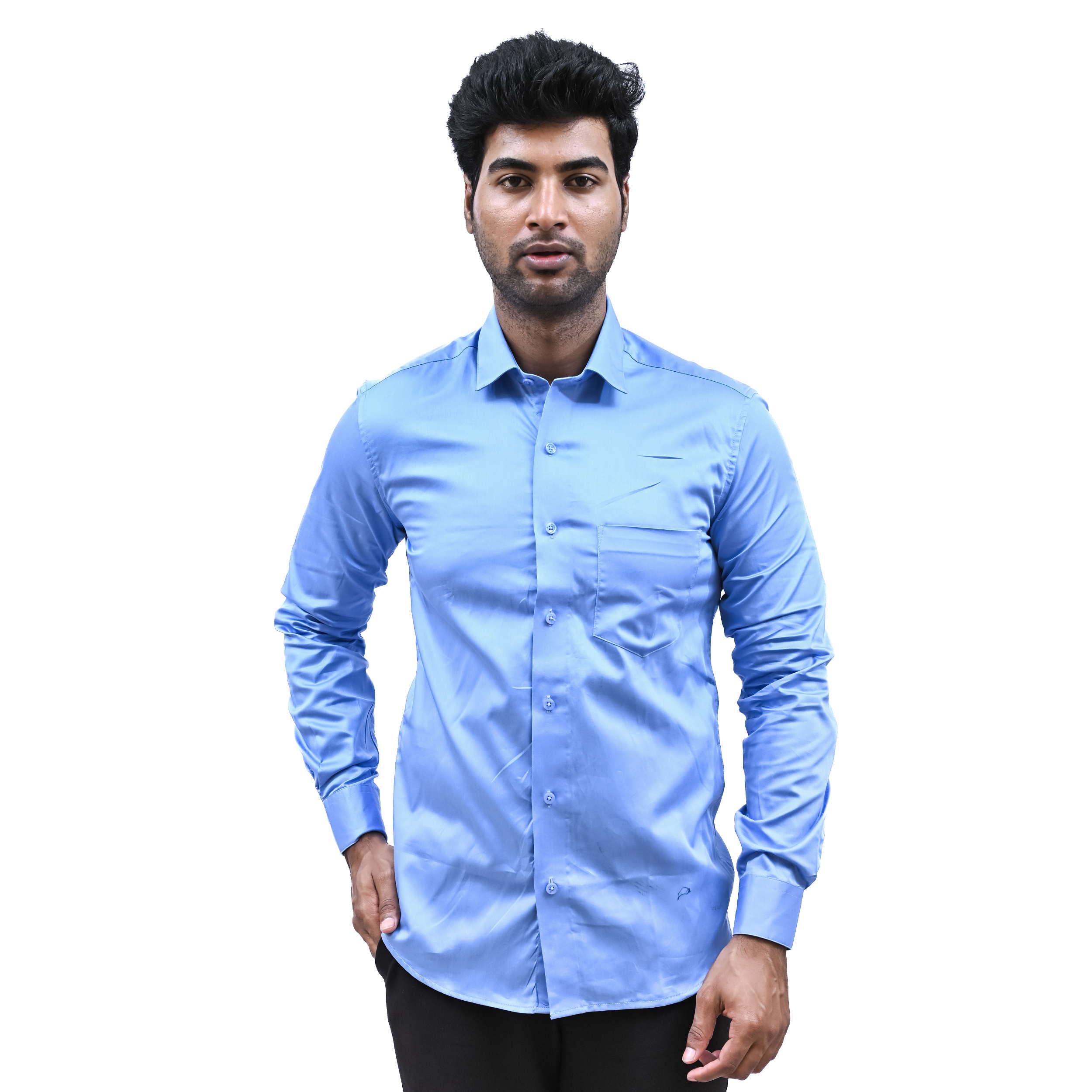 MEN'S PREMIUM PAN VALLEY BLUE PLAIN FORMAL SHIRT